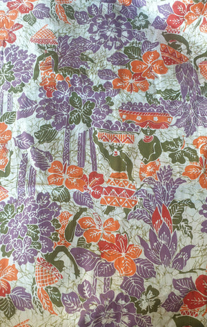 Vintage Indonesian Orange & Purple Cotton 3.5m