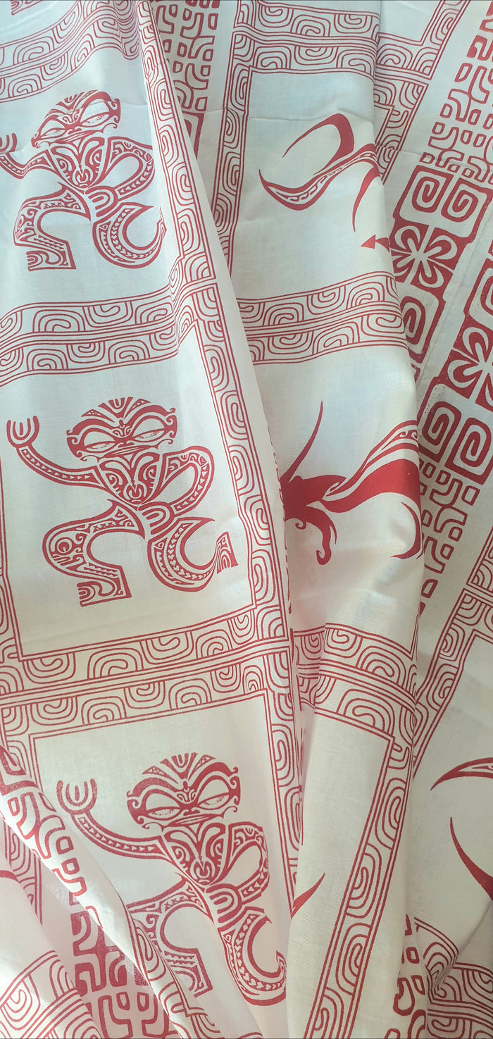 Vintage Polynesia Red & White Cotton 2.4m