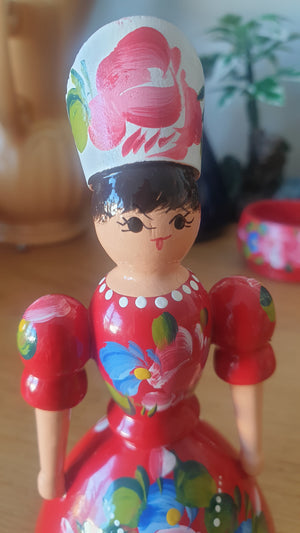 Vintage Hand Painted Hungarian Wooden Doll