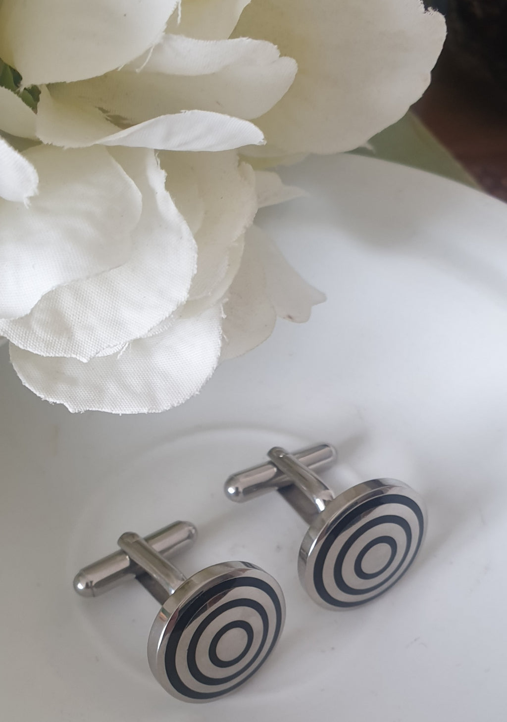 Silver & Black Target Cufflinks