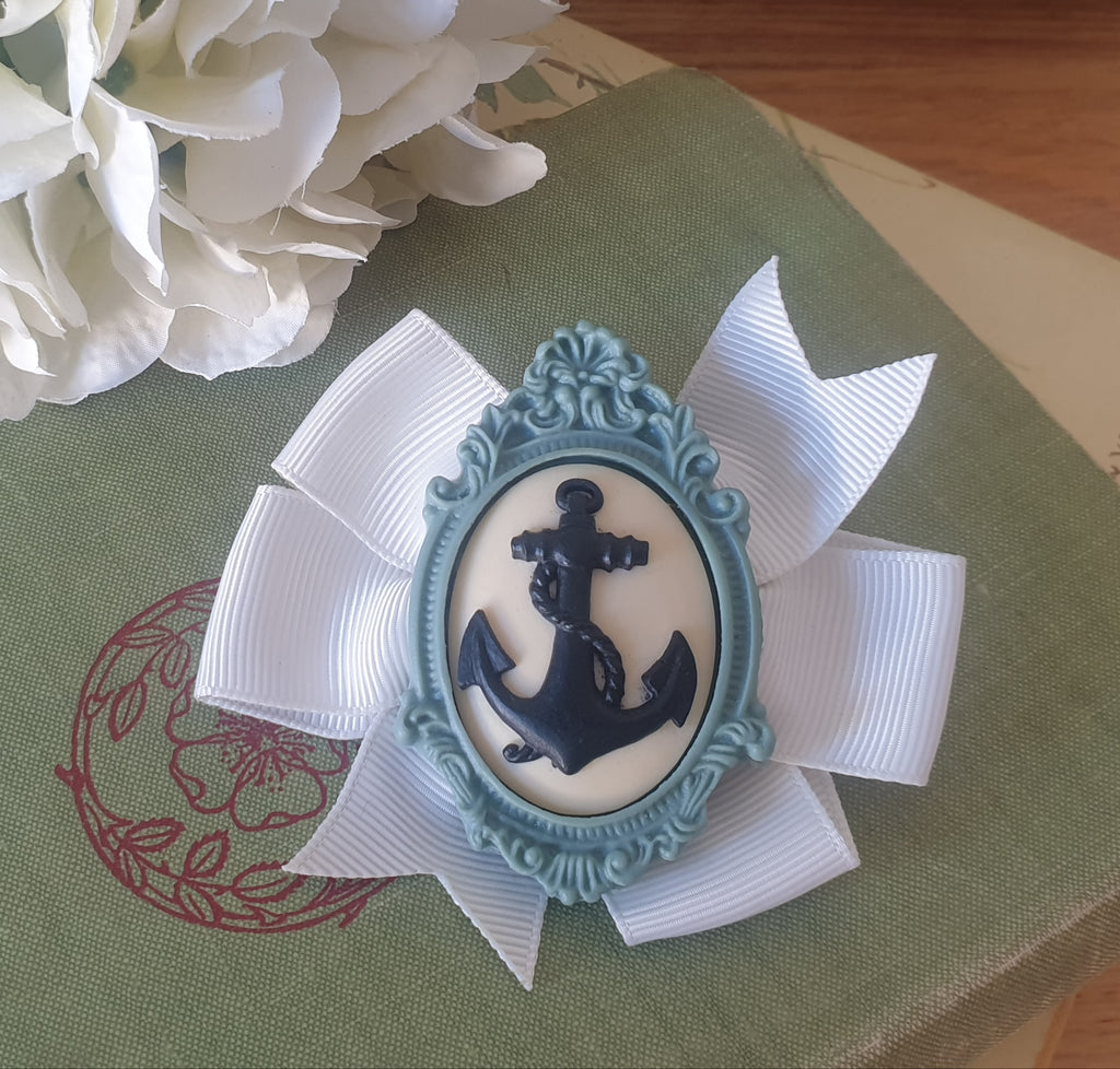 Anchor in Cream - Bow Hair Clip