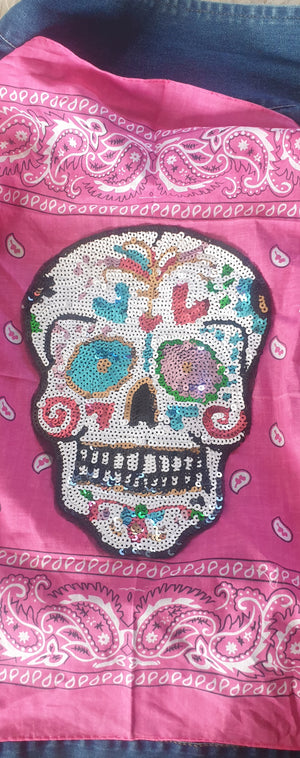 Sequin Patch - Sugar Skull 26 x 20cm