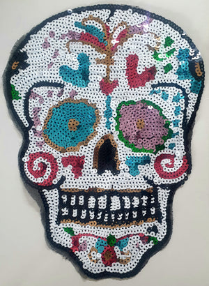 Sequin Patch - Sugar Skull 26 x 20cm