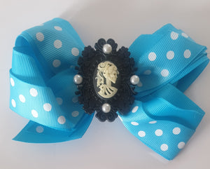 Skeleton Cameos Polka Dots - Bow Hair Clips