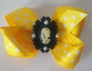 Skeleton Cameos Polka Dots - Bow Hair Clips