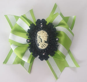 Skeleton Cameos Stripes - Bow Hair Clips