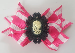 Skeleton Cameos Stripes - Bow Hair Clips