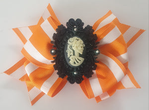 Skeleton Cameos Stripes - Bow Hair Clips