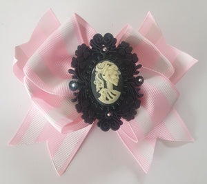 Skeleton Cameos Stripes - Bow Hair Clips