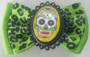 Sugar Skull - Bow Hair Clips Pair