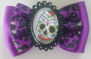 Sugar Skull - Bow Hair Clips Pair