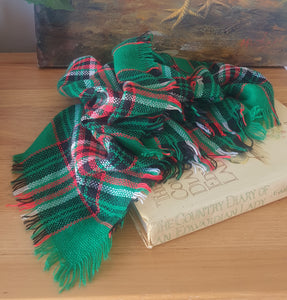 Vintage Green Red Tartan Plaid Scarf