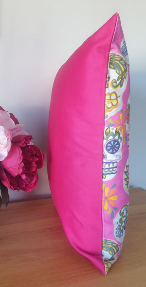 Hot Pink Sugar Skulls - Handmade Cushion Cover