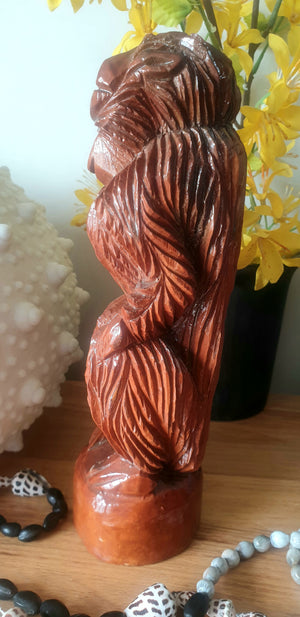 Vintage 1970s Tonga Carved Wooden Monkey