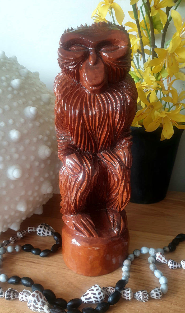 Vintage 1970s Tonga Carved Wooden Monkey