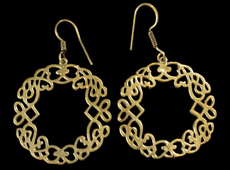 Vintage Brass Tone Filigree Earrings