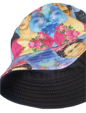 Frida Kahlo & Cats Reversible Bucket Hat