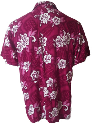 Tropical Purple & White Hibiscus Shirt (XL)