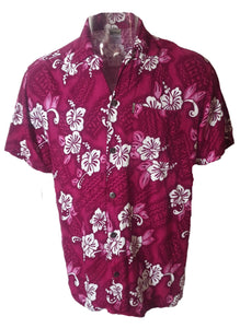 Tropical Purple & White Hibiscus Shirt (XL)