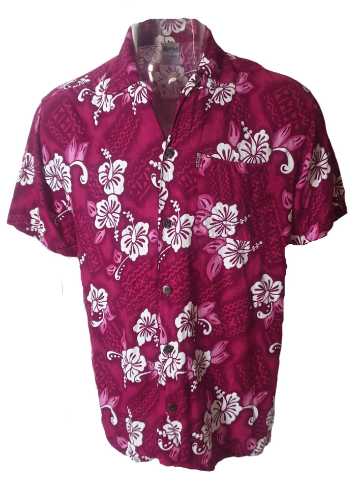 Tropical Purple & White Hibiscus Shirt (XL)