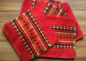 Vintage Red Woven Ethnic Tableware Textiles