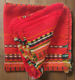 Vintage Red Woven Ethnic Tableware Textiles