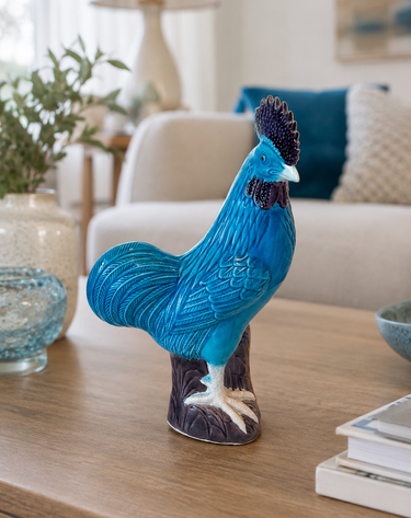 Vintage Chinese Ceramic Rooster – Turquoise Glaze