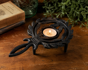 Vintage Japanese Cast Iron Thistle Tealight Stand