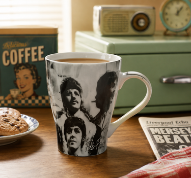 The Beatles Fab Four Black & White Coffee Mug
