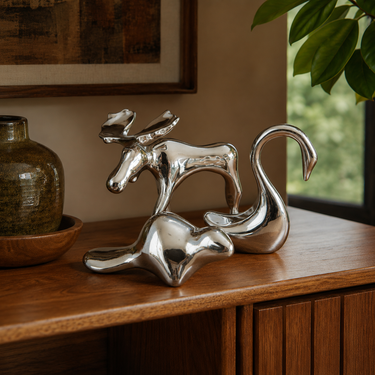 Vintage Hoselton Animal Trio – Moose, Beaver & Swan