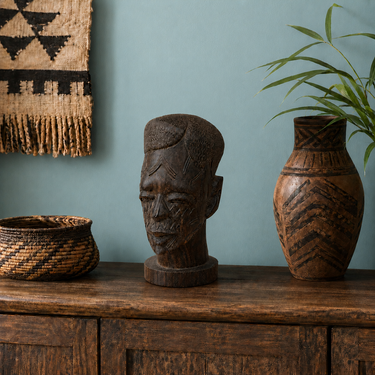 Vintage Makonde-Style African Hardwood Bust – 20cm