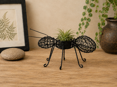 Whimsical Black Metal Ant Planter / Tealight Holder