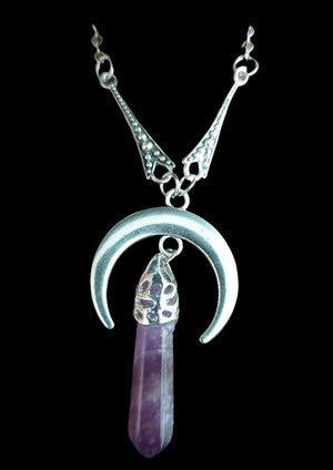 Amethyst Crescent Moon Necklace planet retro nz