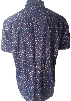 Barkers Navy Floral Men's Shirt (XL) vintage menswear nz vintage clothing nz planet retro nz 2
