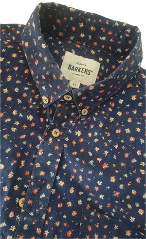 Barkers Navy Floral Men's Shirt (XL) vintage menswear nz vintage clothing nz planet retro nz 3