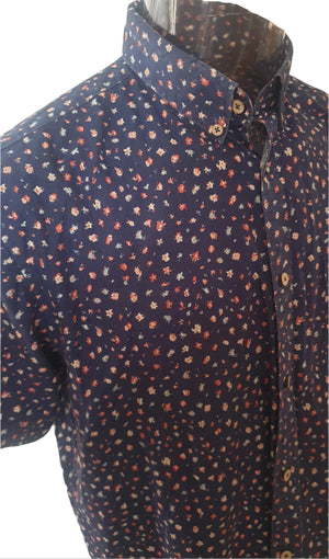 Barkers Navy Floral Men's Shirt (XL) vintage menswear nz vintage clothing nz planet retro nz 4