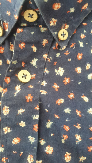 Barkers Navy Floral Men's Shirt (XL) vintage menswear nz vintage clothing nz planet retro nz 5