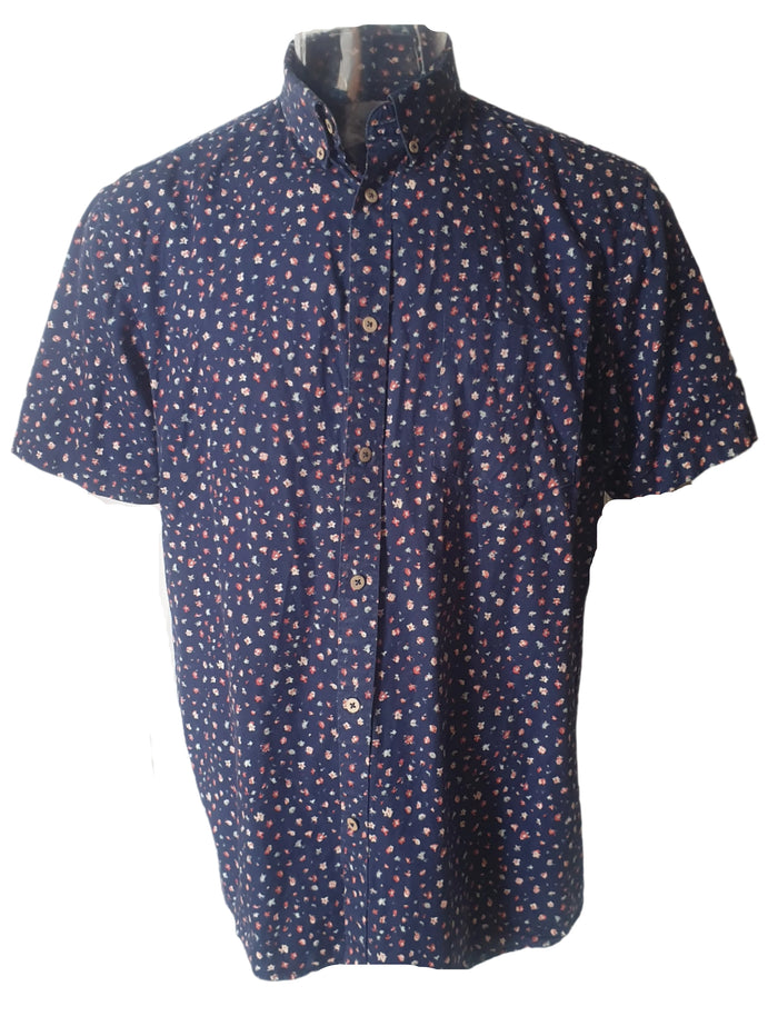 SALE Barkers Navy Floral Men's Shirt (XL)