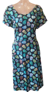 Black Sugar Skull Heads Audrey Dress - Planet Retro Original Vintage Clothing