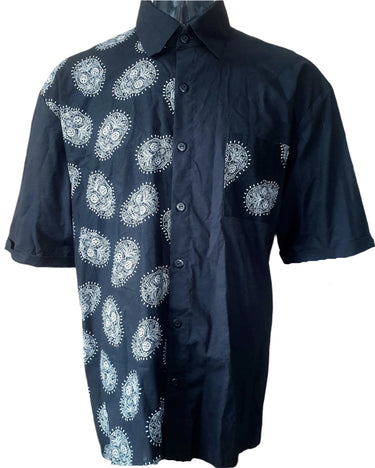 Black Sugar Skull Men's Shirt - Planet Retro Original (Large) Vintage Clothing