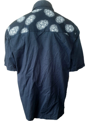 Black Sugar Skull Men's Shirt - Planet Retro Original (Large) Vintage Clothing