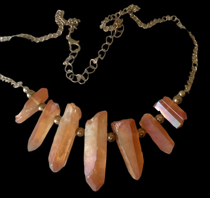 Vintage Champagne Quartz Stick Bead Necklace