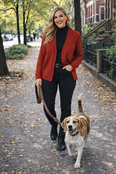 Hand Knitted Red Wool Cardigan – NZ Made (XL)