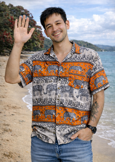 Men's Thai Elephants Vintage Shirt (XL)