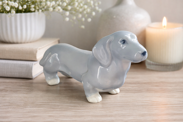 Grey Porcelain Dachshund Figurine