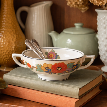 Vintage Grindley England Floral Two-Handled Cup (1930s–40s)
