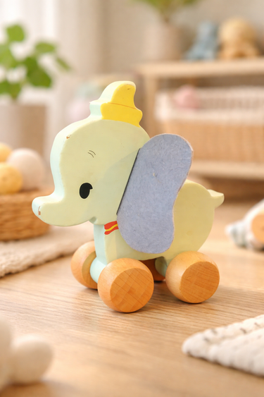 Baby Dumbo Wooden Roll-Along Toy