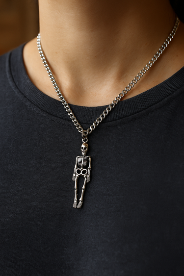 Silver Skeleton Unisex Necklace