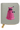 Light gray wallet with pink dalek design on a white background