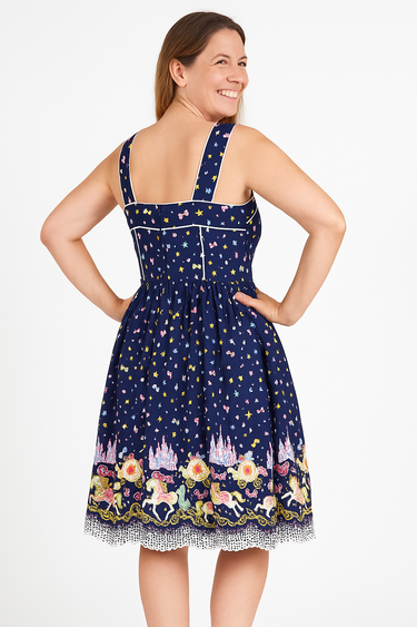 Nineteen 50 Princess Print Navy Dress (Small)